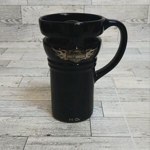 Harley Davidson Motor Cycles Black Ceramic Coffee Mug With Handle and Lid